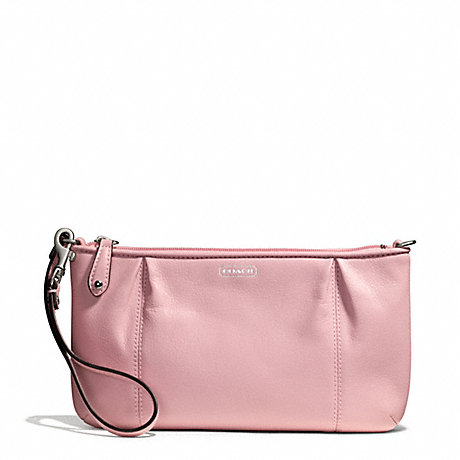 COACH CAMPBELL LEATHER LARGE WRISTLET - SILVER/PINK TULLE - f50796