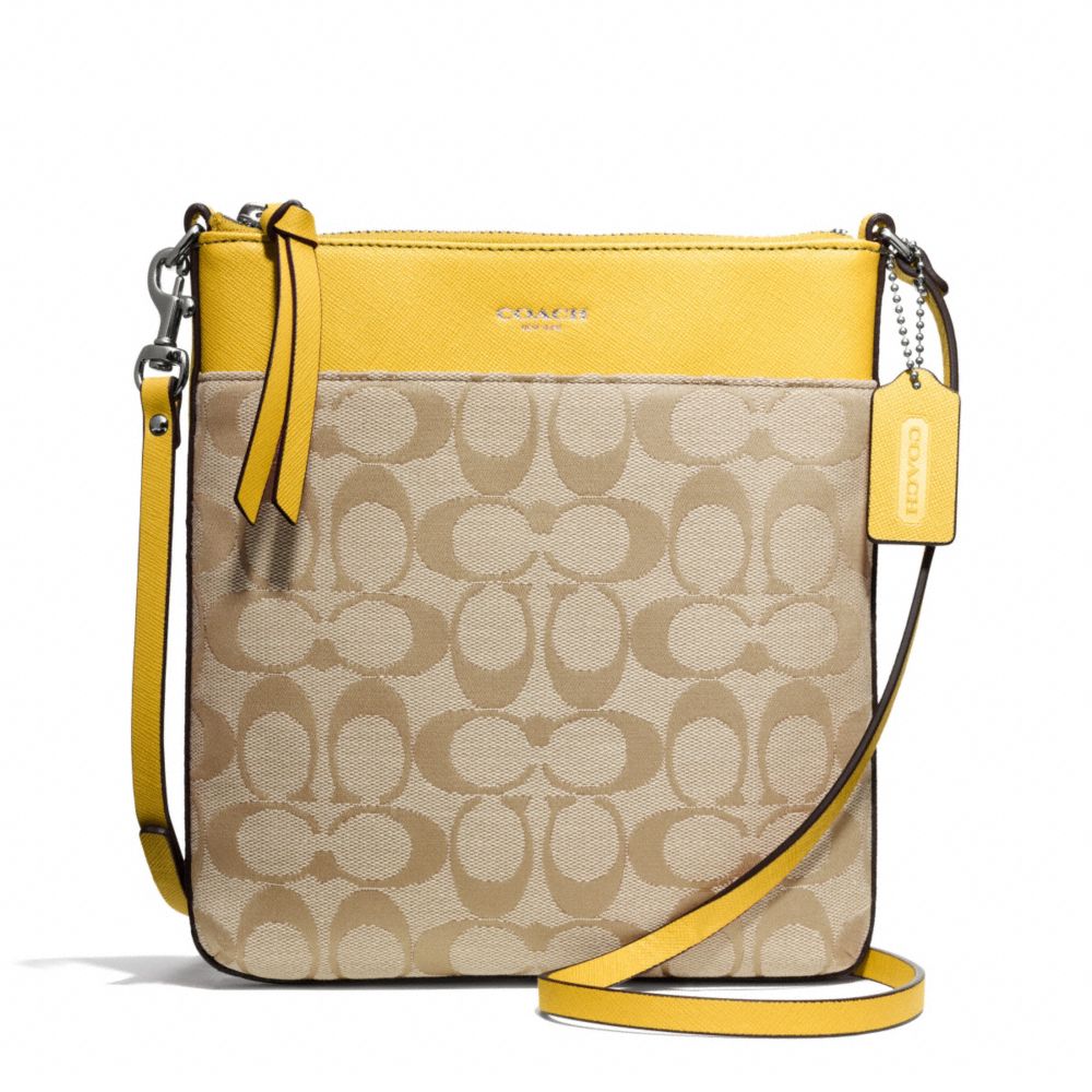 SIGNATURE NORTH/SOUTH SWINGPACK - COACH f50808 - SILVER/LIGHT GOLDGHT KHAKI/SUNGLOW