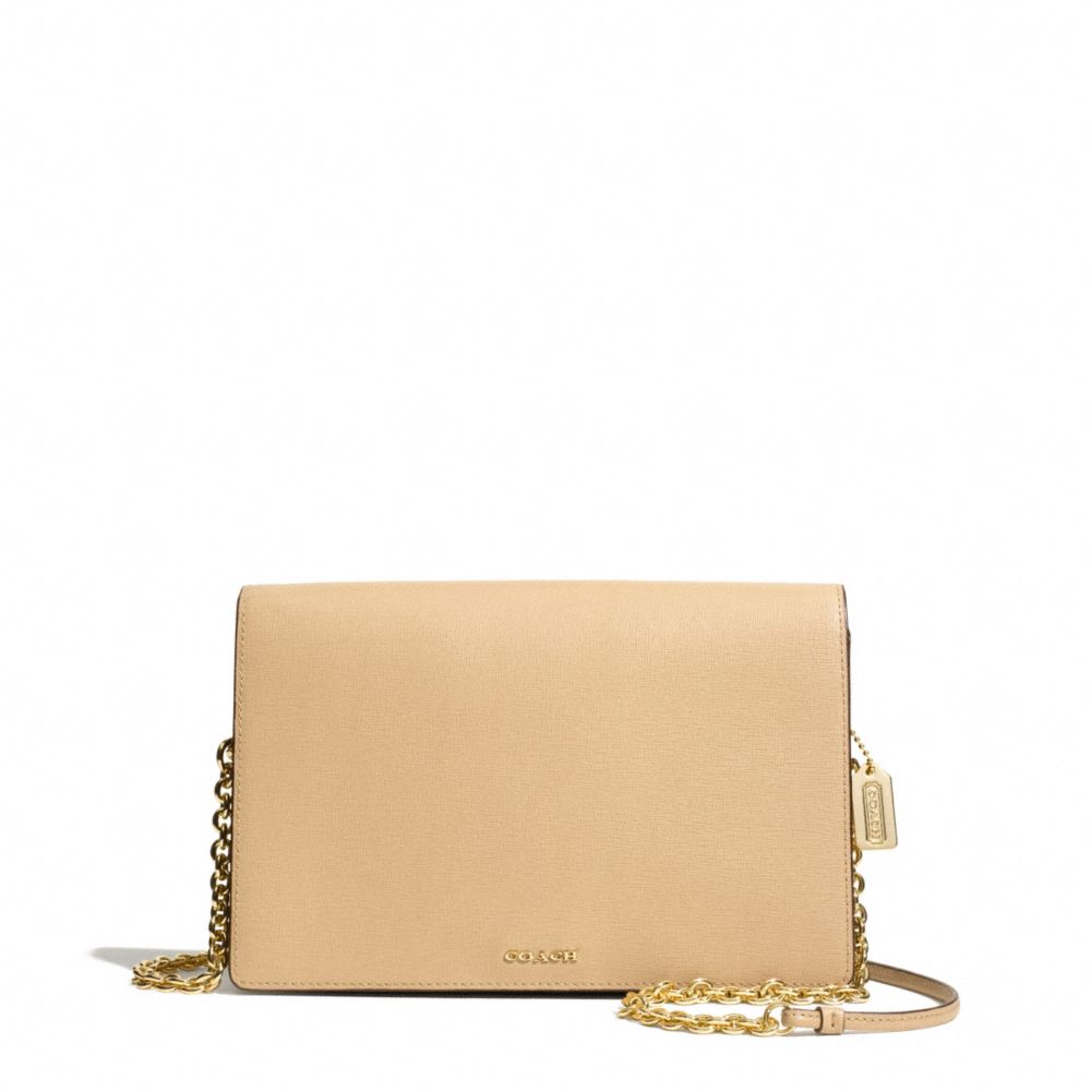 COACH SAFFIANO LEATHER SLIM CLUTCH - LIGHT GOLD/TAN - F50842