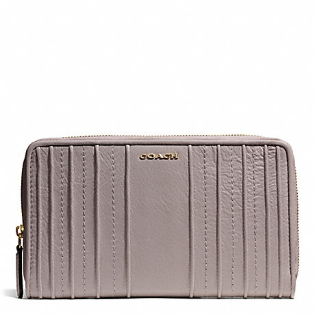 COACH MADISON PINTUCK LEATHER CONTINENTAL ZIP WALLET - LIGHT GOLD/GREY BIRCH - f50909