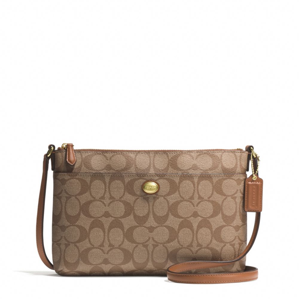 COACH PEYTON SIGNATURE BRINN EAST/WEST SWINGPACK - BRASS/KHAKI/SADDLE - F51065