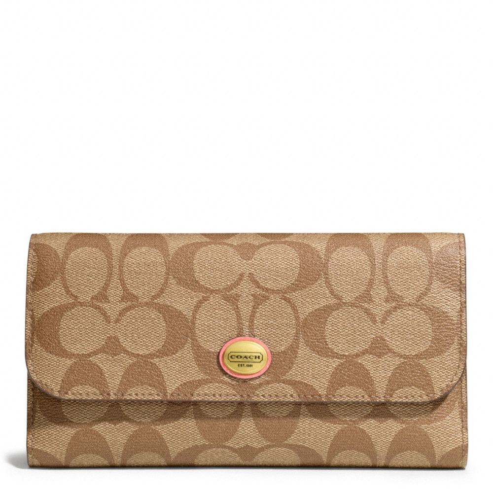 PEYTON SIGNATURE CHECKBOOK - COACH f51103 - BRASS/KHAKI/CORAL