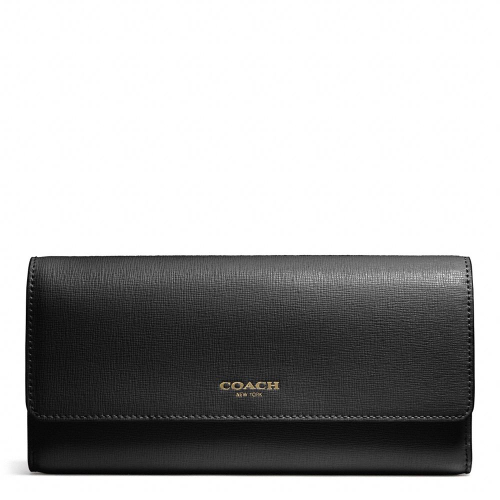 COACH F51133 - SAFFIANO LEATHER SLIM ENVELOPE WALLET - BRASS/BLACK - $55 | COACH WALLETS-WRISTLETS