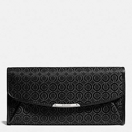 COACH MADISON SLIM ENVELOPE WALLET IN PEARLESCENT OP ART FABRIC -  SILVER/BLACK - f51135