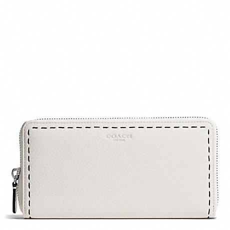 COACH BLEECKER  STITCHED PEBBLED ACCORDION ZIP WALLET - SILVER/PARCHMENT - f51147