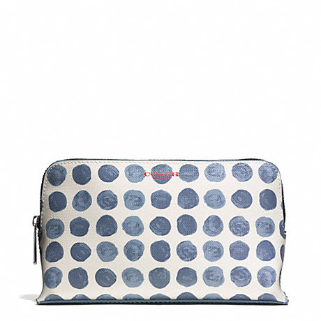 COACH BLEECKER PAINTED DOT COATED CANVAS MEDIUM COSMETIC CASE - SILVER/BLUE MULTI - f51170