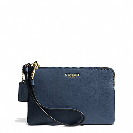 COACH SAFFIANO LEATHER SMALL WRISTLET - LIGHT GOLD/NAVY - f51197