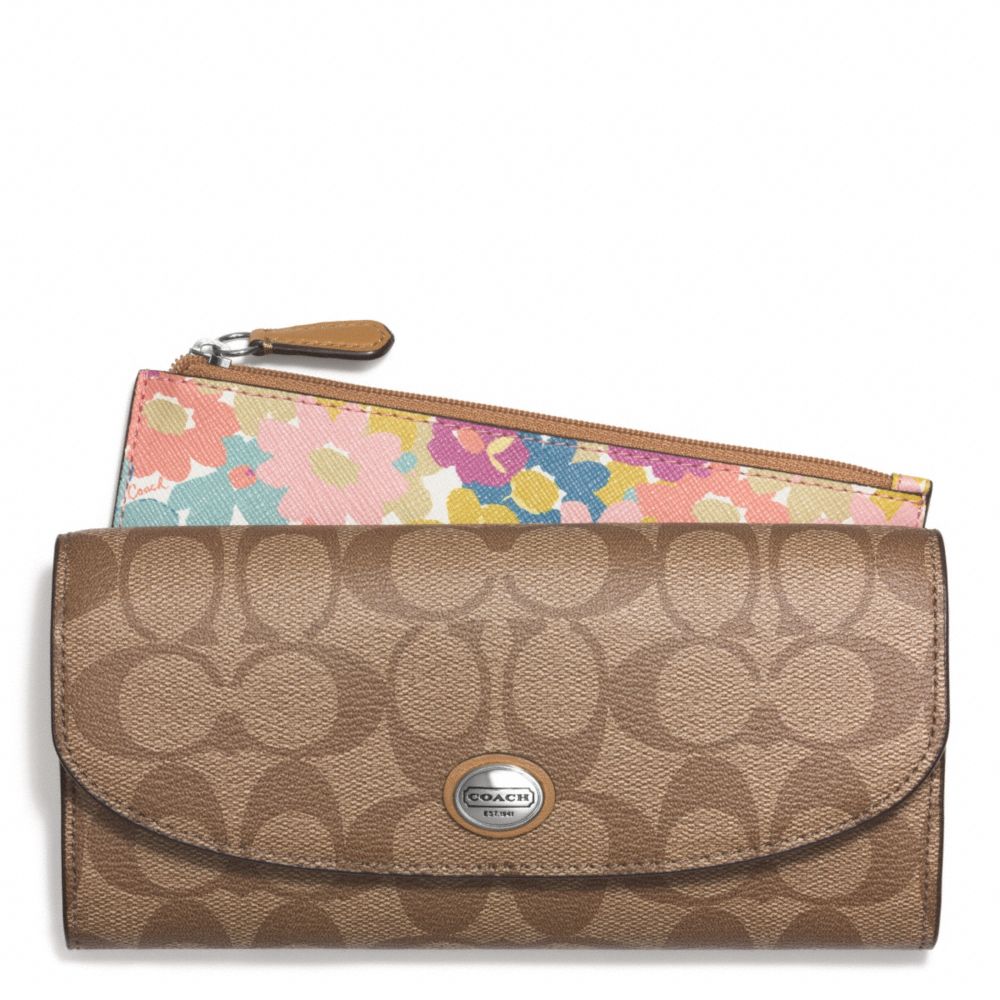 PEYTON FLORAL SLIM ENVELOPE WALLET WITH POUCH - COACH f51206 - 31019