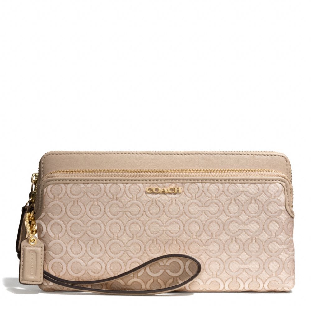 MADISON OP ART PEARLESCENT DOUBLE ZIP WALLET - COACH f51221 - LIGHT GOLD/PEACH ROSE