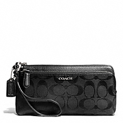 COACH MADISON DOUBLE ZIP WALLET IN SIGNATURE FABRIC - SILVER/BLACK/BLACK - F51223