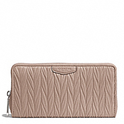 COACH GATHERED LEATHER ACCORDION ZIP WALLET - SILVER/PUTTY - F51236
