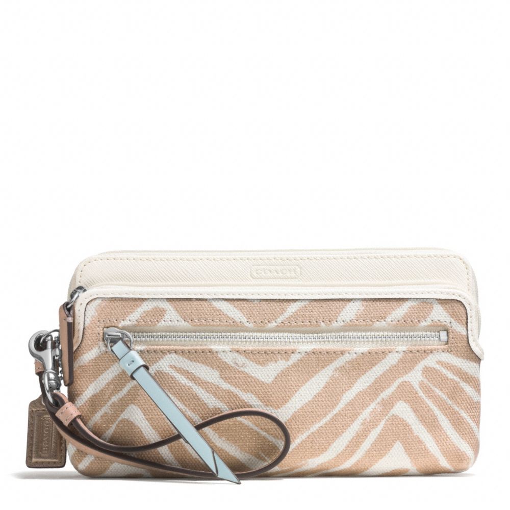 RESORT ZEBRA PRINT DOUBLE ZIP WALLET - COACH f51241 - SILVER/NATURAL MULTI