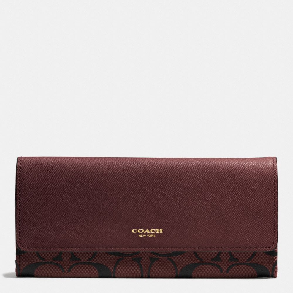 SOFT WALLET IN SIGNATURE - COACH f51242 -  GOLD/BRICK