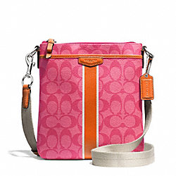 SIGNATURE STRIPE SWINGPACK - COACH f51265 - SILVER/PINK/ORANGE