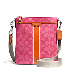 COACH SIGNATURE STRIPE SWINGPACK - SILVER/PINK/ORANGE - F51265