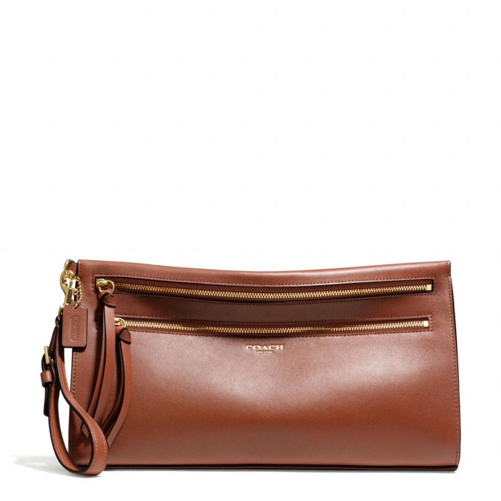 BLEECKER LEATHER LARGE CLUTCH - COACH F51360 - BRASS/COGNAC