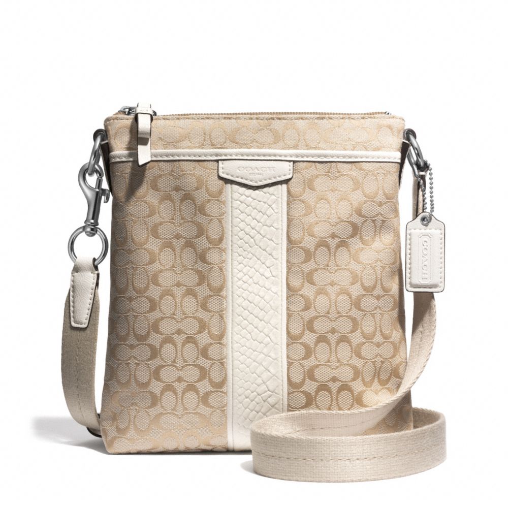 SIGNATURE STRIPE SNAKE NORTH/SOUTH SWINGPACK - COACH f51387 - 30433