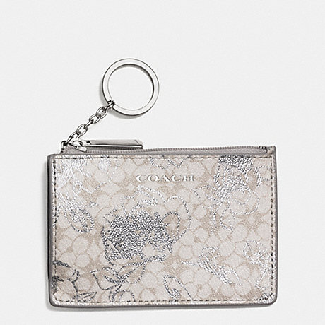 COACH WAVERLY COATED CANVAS FLORAL MINI SKINNY -  SILVER/WHITE - f51449