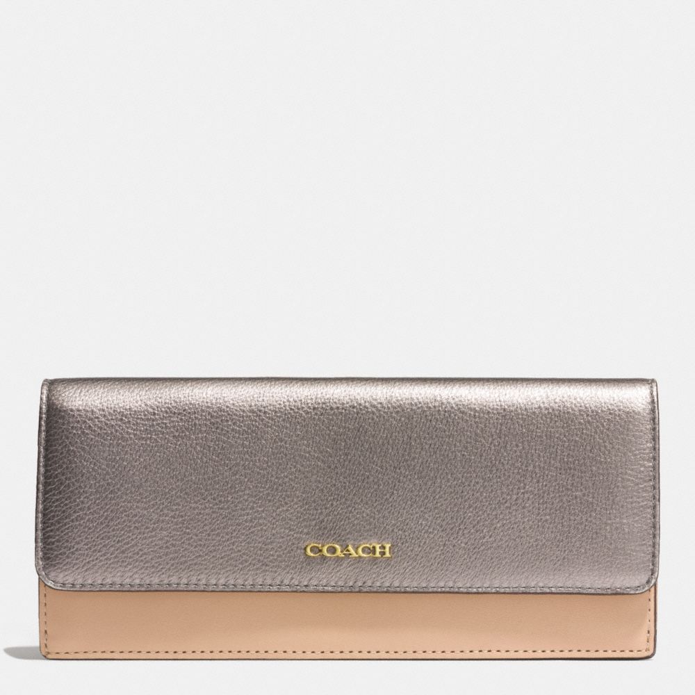 COLORBLOCK MIXED LEATHER SOFT WALLET - COACH f51475 -  LIGHT GOLD/PLATINUM MULTI