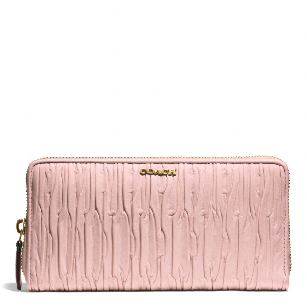MADISON GATHERED LEATHER ACCORDION ZIP WALLET - COACH f51498 - LIGHT GOLD/NEUTRAL PINK