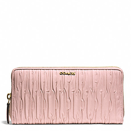 COACH MADISON GATHERED LEATHER ACCORDION ZIP WALLET - LIGHT GOLD/NEUTRAL PINK - f51498