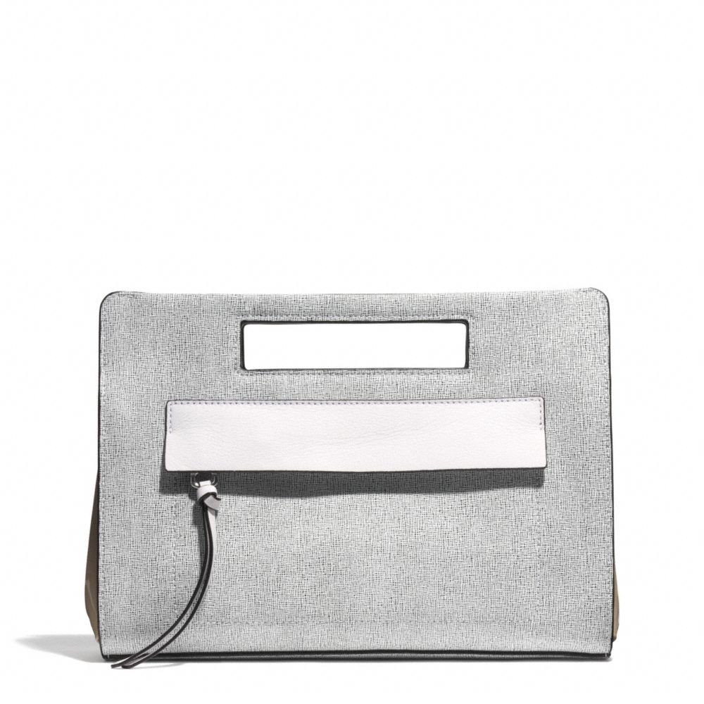 BLEECKER POCKET CLUTCH IN COLORBLOCK MIXED LEATHER - COACH f51536 -  SILVER/BLACK MULTI