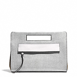 COACH BLEECKER POCKET CLUTCH IN COLORBLOCK MIXED LEATHER - SILVER/BLACK MULTI - F51536