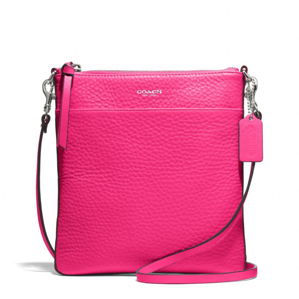 BLEECKER PEBBLED LEATHER NORTH/SOUTH SWINGPACK - COACH f51629 - SILVER/PINK RUBY