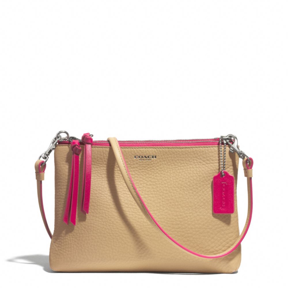 BLEECKER EDGEPAINT TRIPLE ZIP CROSSBODY - COACH f51636 - SILVER/CAMEL/PINK RUBY