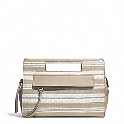 BLEECKER EMBOSSED WOVEN POCKET CLUTCH - COACH f51640 - SILVER/FAWN/WHITE