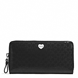 COACH PERFORATED EMBOSSED LIQUID GLOSS ACCORDION ZIP WALLET - SILVER/BLACK - F51675