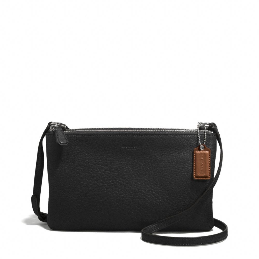 PARK LEATHER LYLA DOUBLE GUSSET CROSSBODY - COACH f51682 - SILVER/BLACK