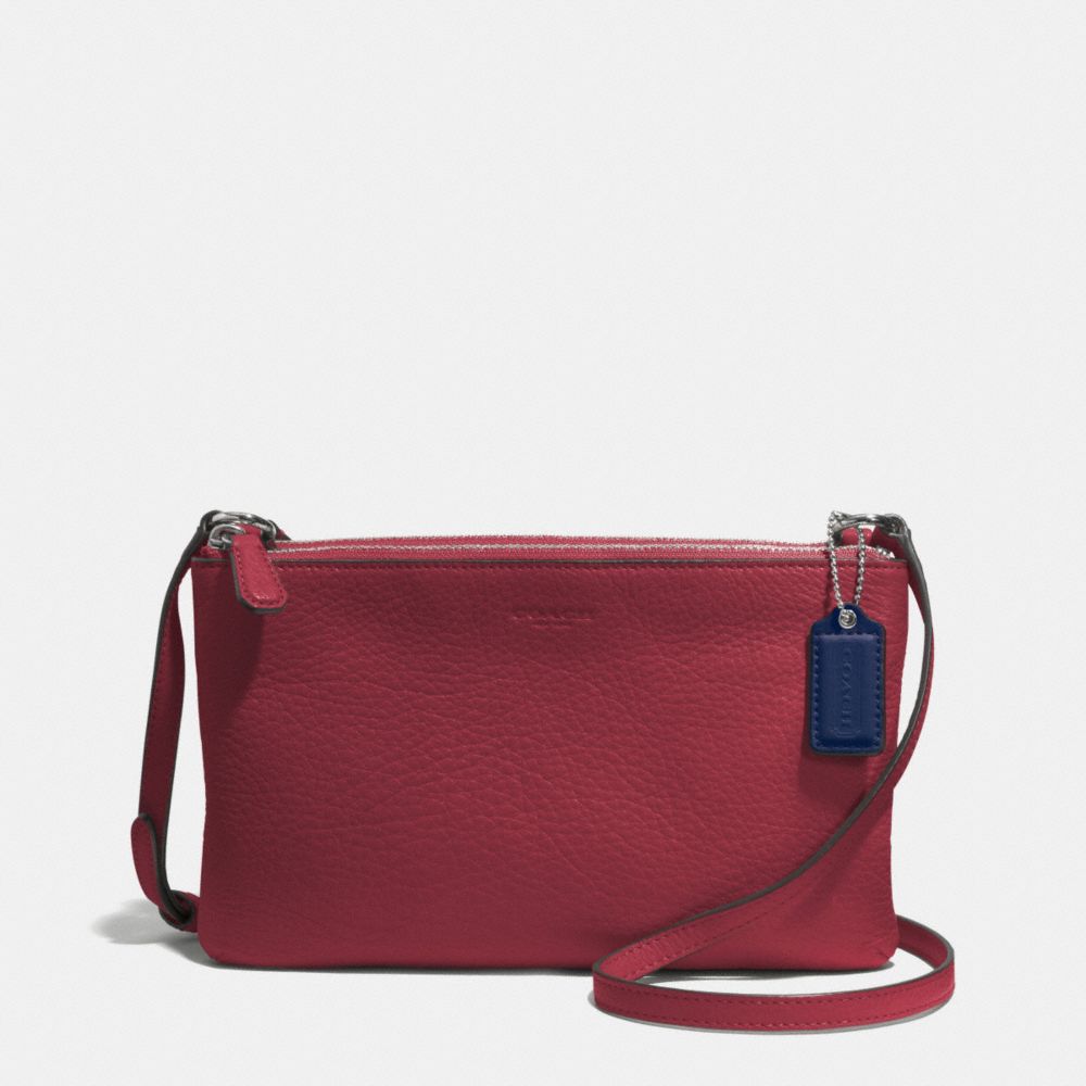 PARK LEATHER LYLA DOUBLE GUESSET CROSSBODY - COACH f51682 - SILVER/CRIMSON