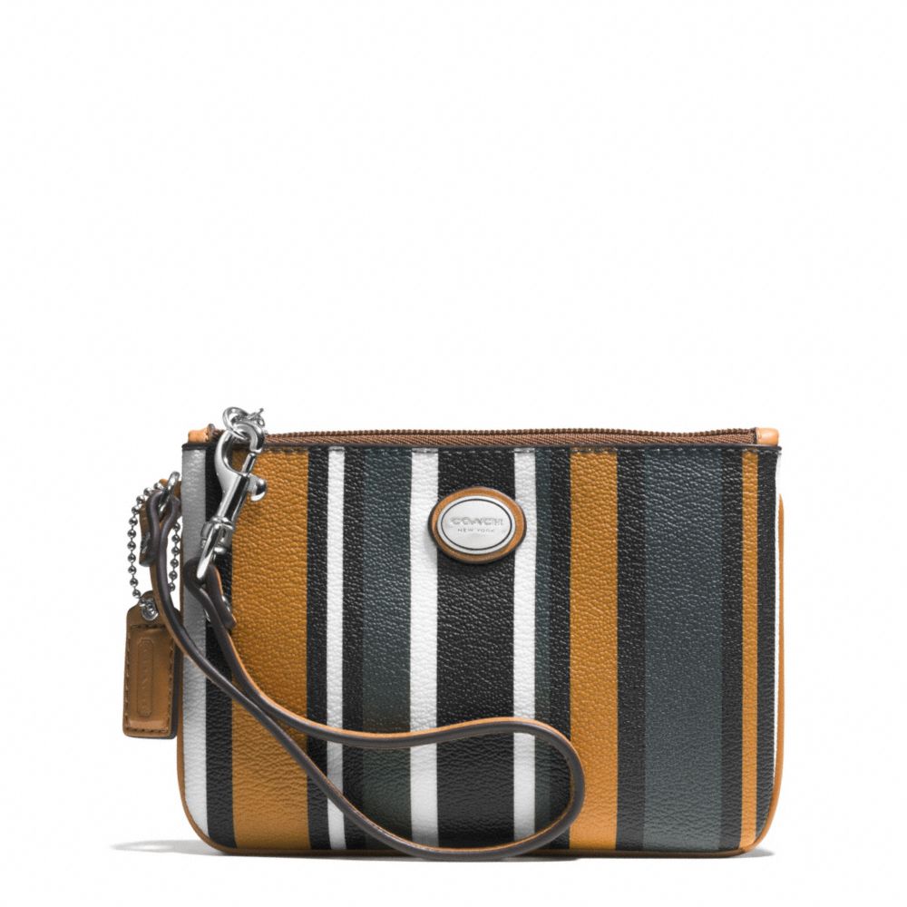 PEYTON MULTI STRIPE SMALL WRISTLET - COACH f51691 - SILVER/BLACK MULTI