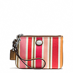 COACH PEYTON MULTI STRIPE SMALL WRISTLET - SILVER/PINK MULTICOLOR - F51691