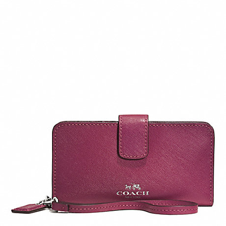 COACH DARCY LEATHER PHONE WALLET - SILVER/MERLOT - f51711