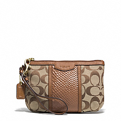 COACH SIGNATURE STRIPE WITH SNAKE MEDIUM WRISTLET - IMITATION METAL/KHAKI/SADDLE - F51724