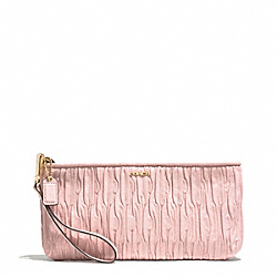 COACH MADISON GATHERED LEATHER ZIP TOP CLUTCH - LIGHT GOLD/NEUTRAL PINK - F51741