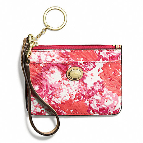 COACH PEYTON FLORAL PRINT ID SKINNY - BRASS/PINK MULTICOLOR - f51754