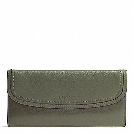 COACH PARK LEATHER SOFT WALLET - SILVER/OLIVE - f51762