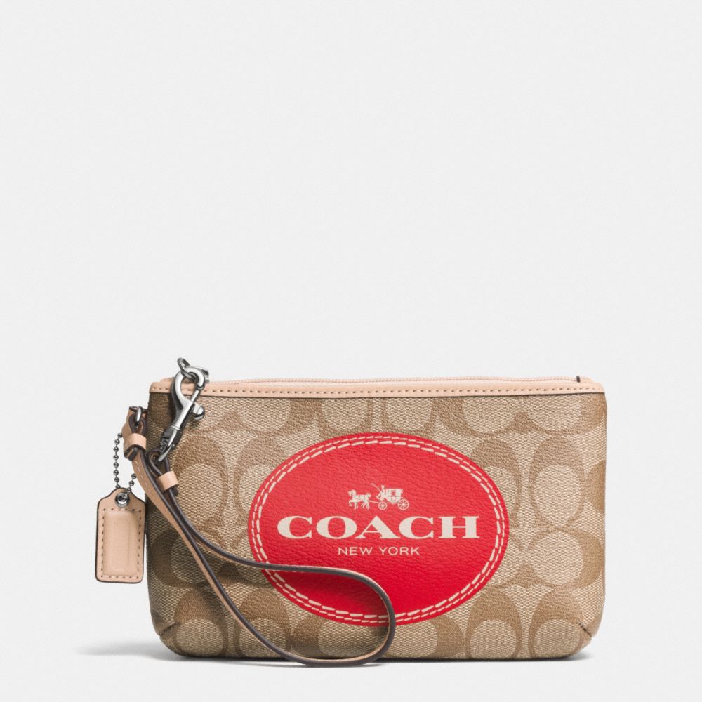 HORSE AND CARRIAGE SIGNATURE MEDIUM WRISTLET - COACH f51783 - SILVER/KHAKI/CRIMSON