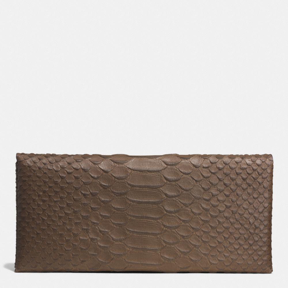 ENVELOPE WALLET IN PYTHON EMBOSSED LEATHER - COACH f51867 - BLACK ANTIQUE NICKEL/TAUPE GREY