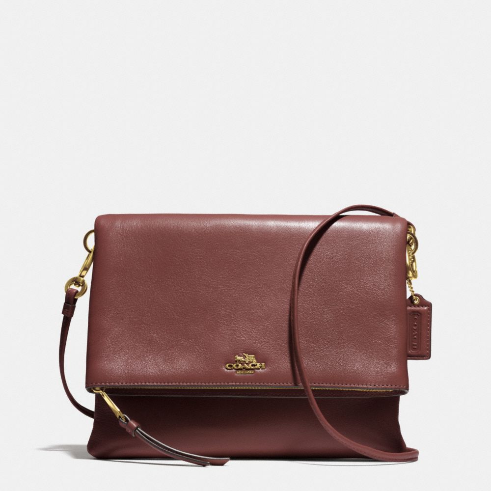 COACH MADISON FOLDOVER CROSSBODY IN LEATHER - LIGHT GOLD/BRICK - F51896