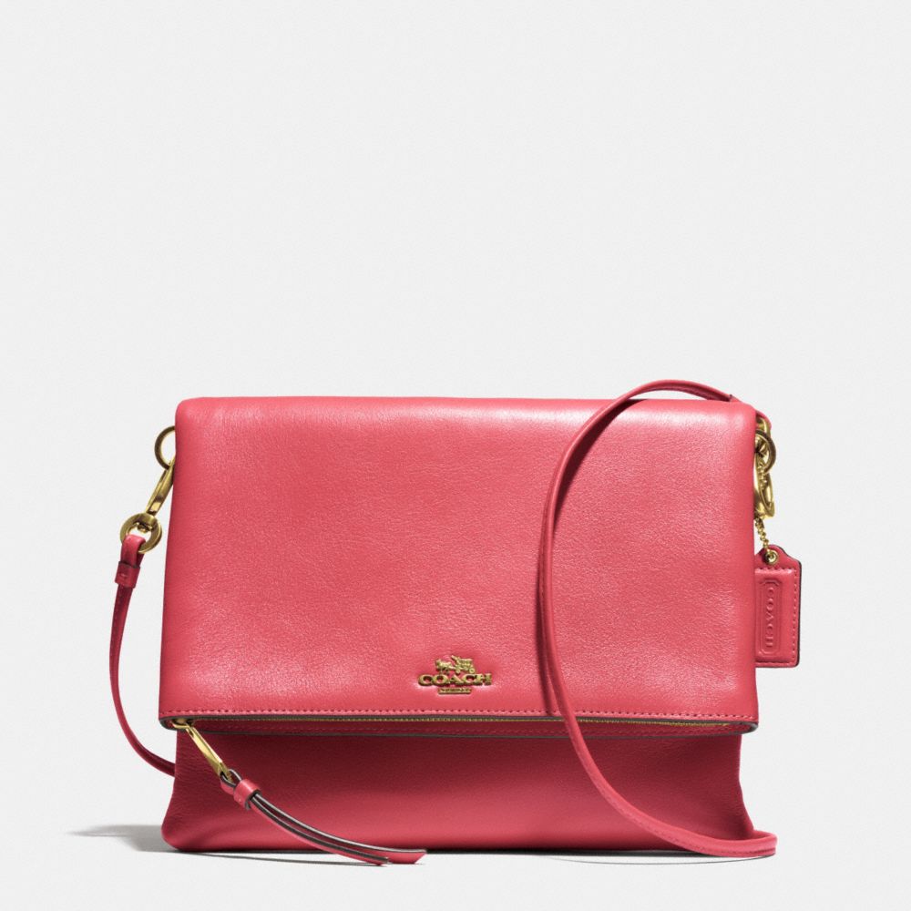 MADISON FOLDOVER CROSSBODY IN LEATHER - COACH f51896 -  LIGHT GOLD/LOGANBERRY