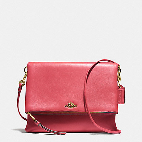 COACH MADISON FOLDOVER CROSSBODY IN LEATHER -  LIGHT GOLD/LOGANBERRY - f51896