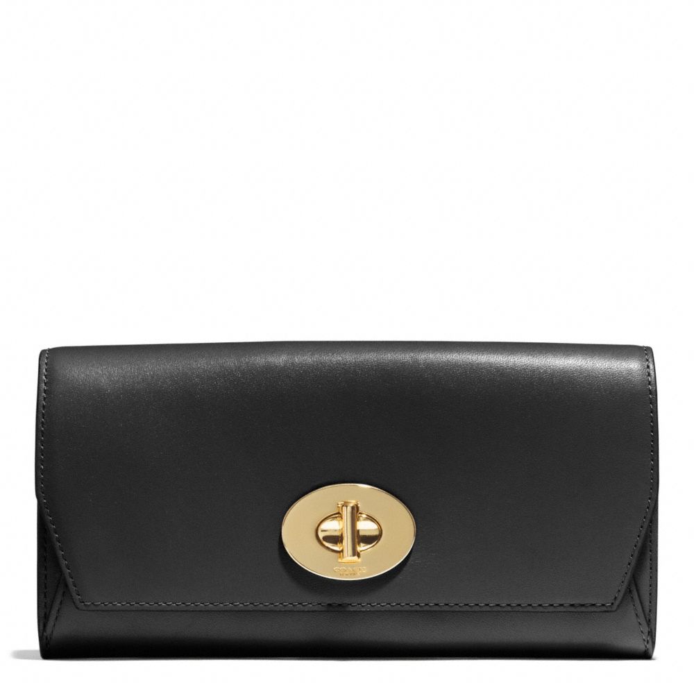 MADISON SLIM ENVELOPE WALLET IN LEATHER - COACH f51968 -  LIGHT GOLD/BLACK