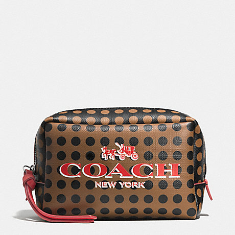 COACH BLEECKER SMALL BOXY COSMETIC CASE IN DOTS COATED CANVAS -  AK/BRINDLE/BLACK - f51991