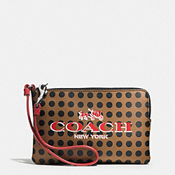 BLEECKER ZIP SMALL WRISTLET IN DOTS COATED CANVAS - COACH f51992 - AK/BRINDLE/BLACK