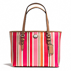 COACH PEYTON MULTI STRIPE TOP HANDLE TOTE - SILVER/PINK MULTICOLOR - F52087