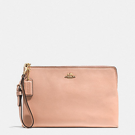 COACH MADISON LARGE POUCH CLUTCH IN LEATHER -  LIGHT GOLD/ROSE PETAL - f52106